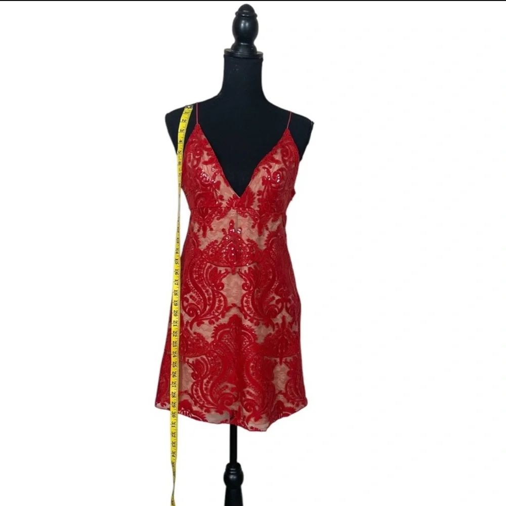 Free People “Night Shimmer” Red Mini Dress